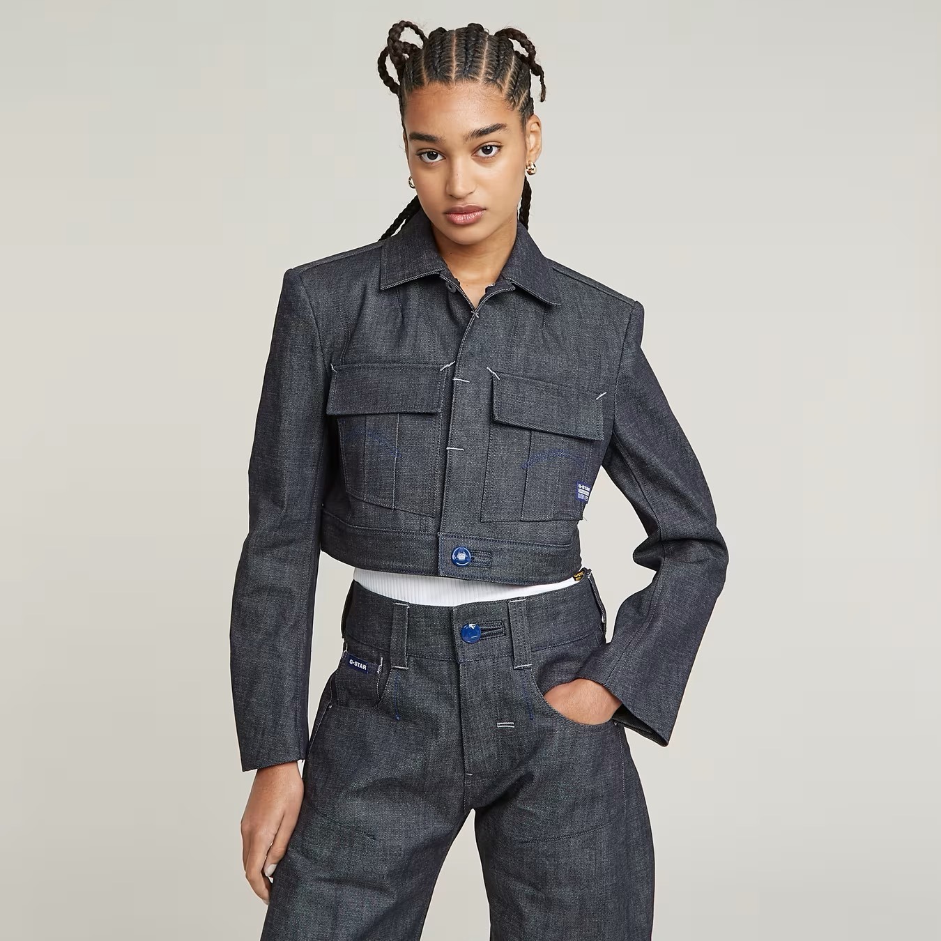 G-Star Raw Origins Cropped Selvedge Denim Jacket Azzurro Italian Fabric Size Med
